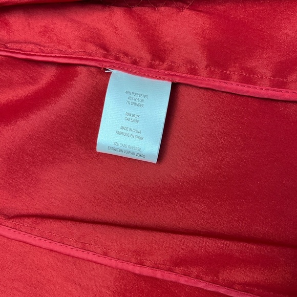 Samuel Dong Ruffle Blouse Jacket Size Large Red Classy Satin Zip Business NWOT - Picture 11 of 14